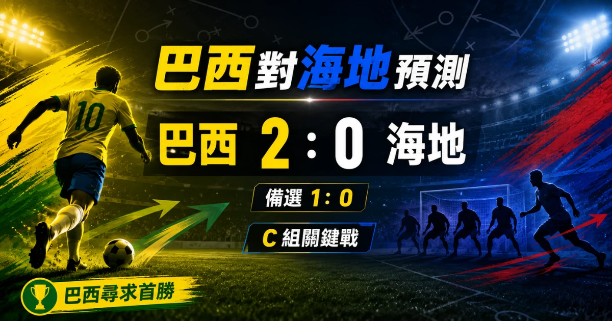 巴西對海地賽前預測,主看巴西 2 比 0 擊敗海地,備選 1 比 0。