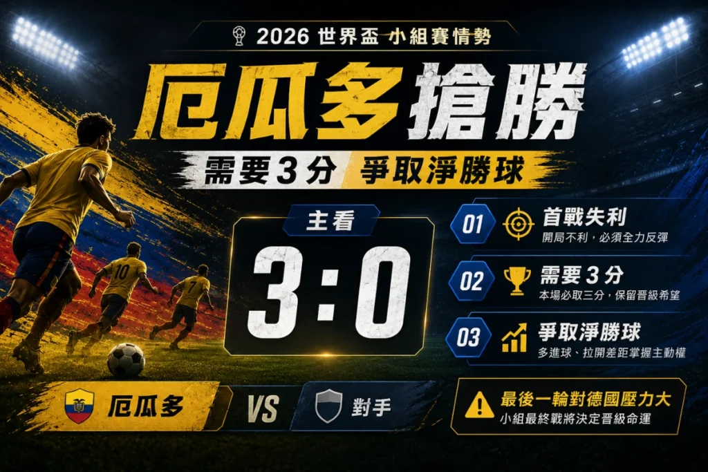 厄瓜多對庫拉索不只需要贏球,也需要爭取淨勝球提升 E 組出線機會。