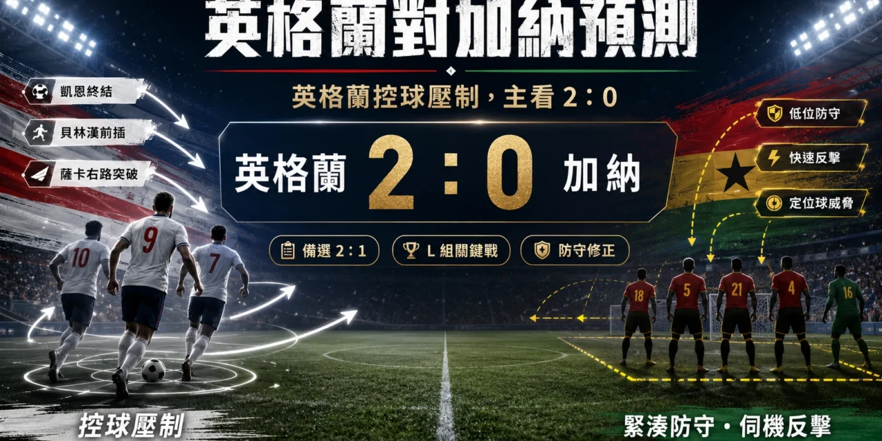 英格蘭對加納預測:英格蘭控球壓制,主看 2:0