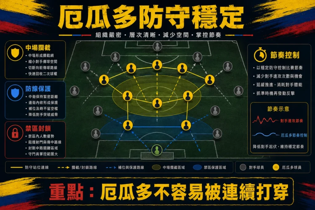 厄瓜多防守穩定分析,整理中場攔截、防線保護與禁區封鎖。