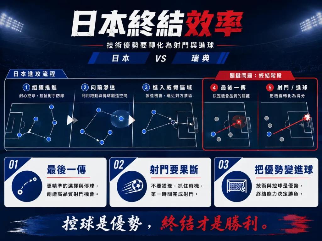 日本需要提升終結效率，將控球優勢轉化為進球。