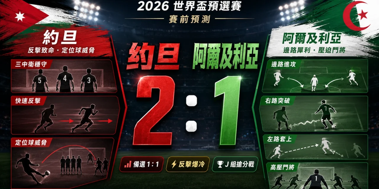 約旦對阿爾及利亞預測:約旦反擊拚爆冷,主看 2:1