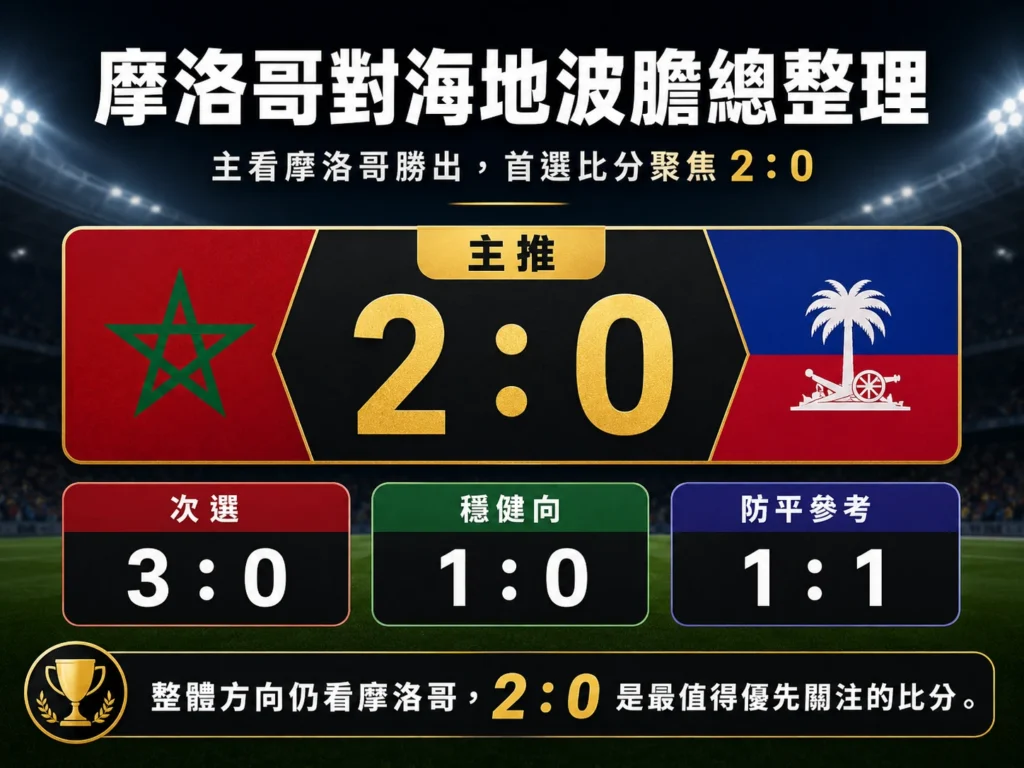 摩洛哥對海地波膽整理，主看摩洛哥 2 比 0 勝出。