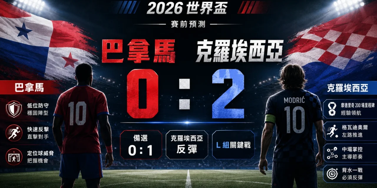 巴拿馬對克羅埃西亞預測:克羅埃西亞背水一戰,主看 0:2 勝
