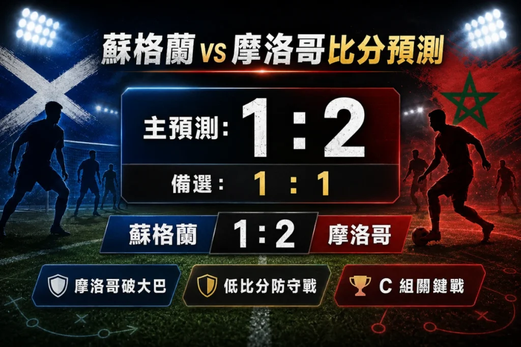 蘇格蘭 vs 摩洛哥比分預測，主看摩洛哥 2 比 1 小勝，備選 1 比 1。