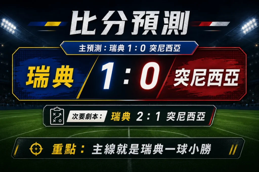 瑞典對突尼西亞比分預測,主看瑞典 1 比 0 突尼西亞。