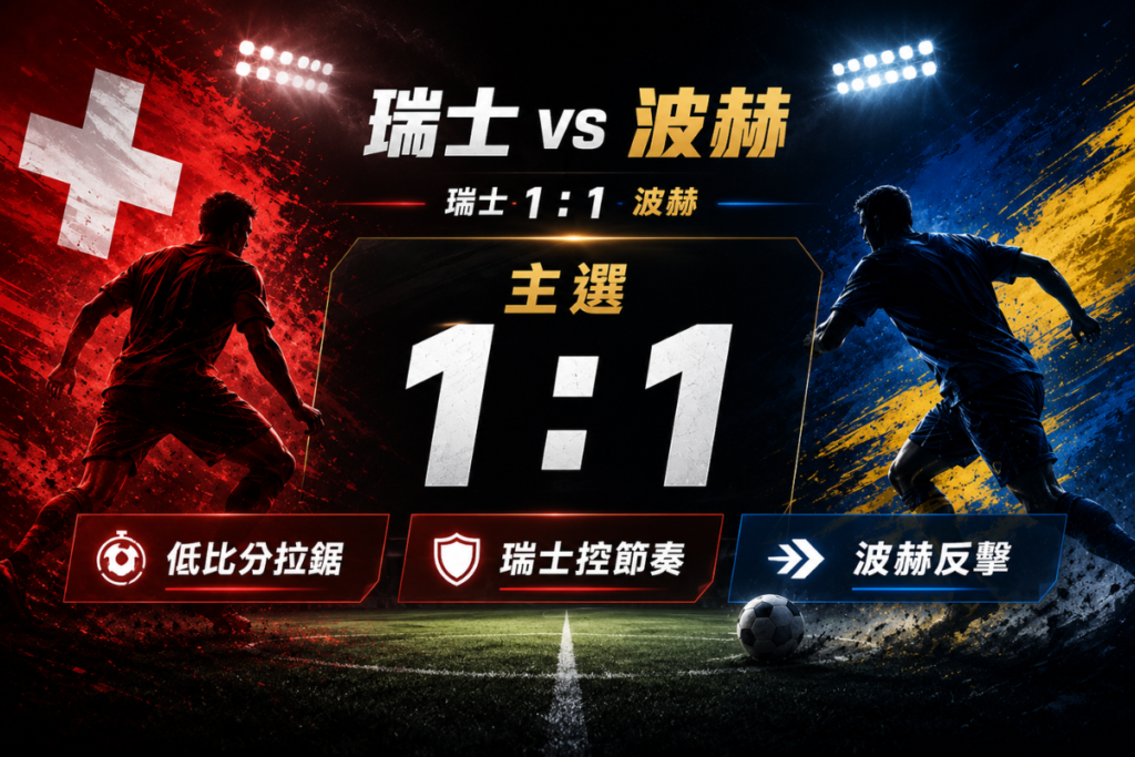 瑞士 1 比 1 波赫主選方向,分析低比分拉鋸與和局可能。