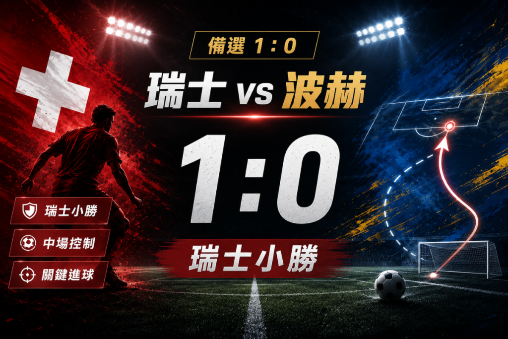 瑞士 1 比 0 波赫備選方向,分析瑞士靠中場控制與關鍵進球小勝可能。