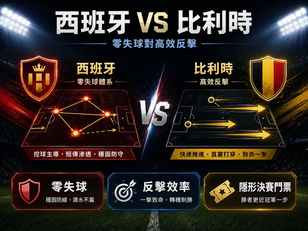 2026世界盃西班牙對比利時8強分析,解析控球體系與高效率反擊對決。