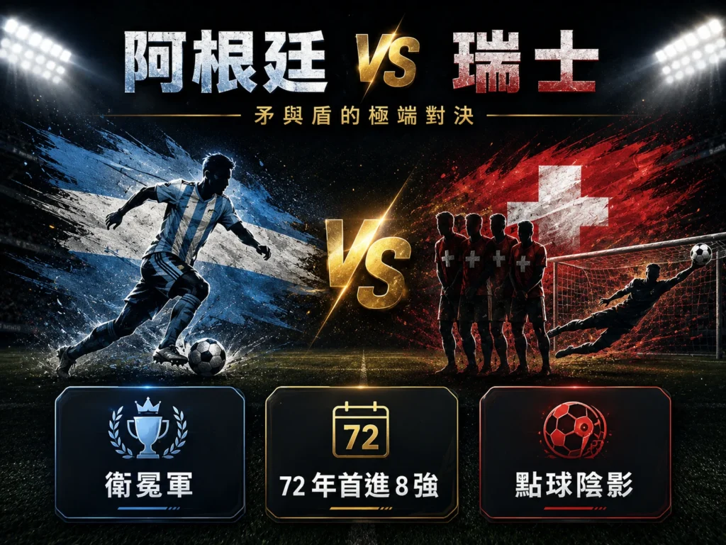2026世界盃阿根廷對瑞士8強分析,呈現衛冕軍與防守型球隊的攻防對決。