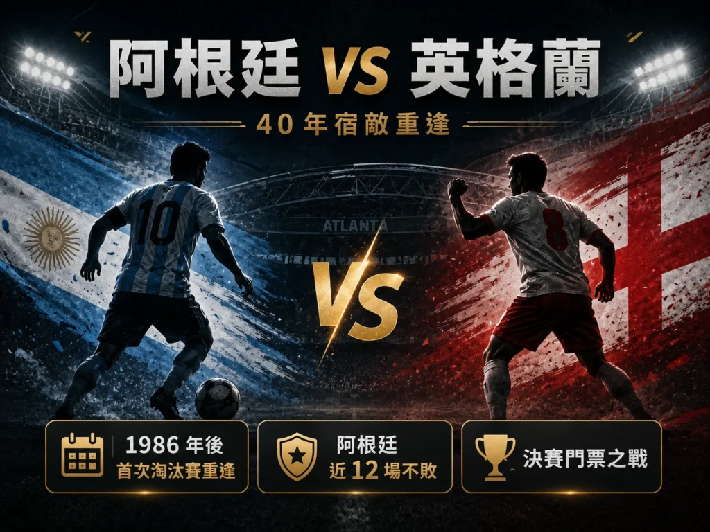 阿根廷對英格蘭世界盃準決賽前瞻，整理40年宿敵重逢與關鍵看點。