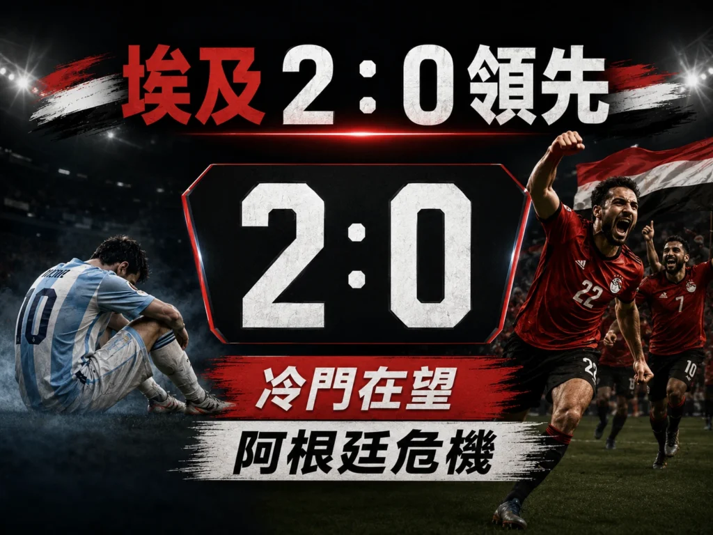 埃及2比0領先阿根廷，冷門在望並讓阿根廷陷入出局危機。
