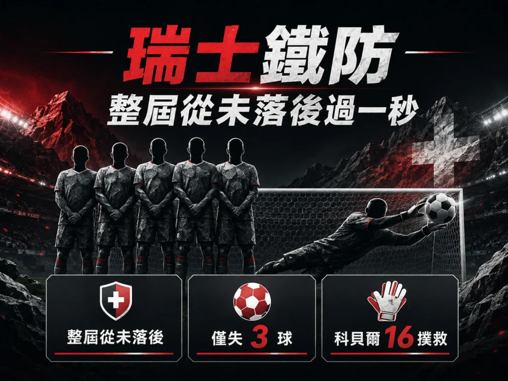 瑞士鐵防整屆賽事未曾落後超過一秒,僅失3球並依靠門將發揮守住局面。