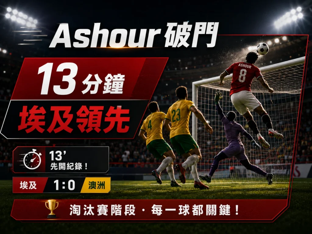 Ashour 第13分鐘破門,埃及早段取得 1:0 領先澳洲。