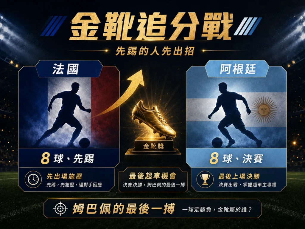 姆巴佩金靴追分戰分析,整理進球數、決賽機會與最後一搏看點。