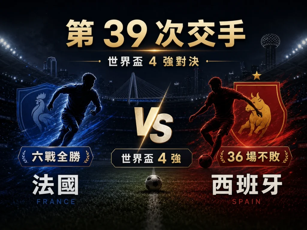 法國對西班牙第39次交手，世界盃4強對決與兩隊近況整理。