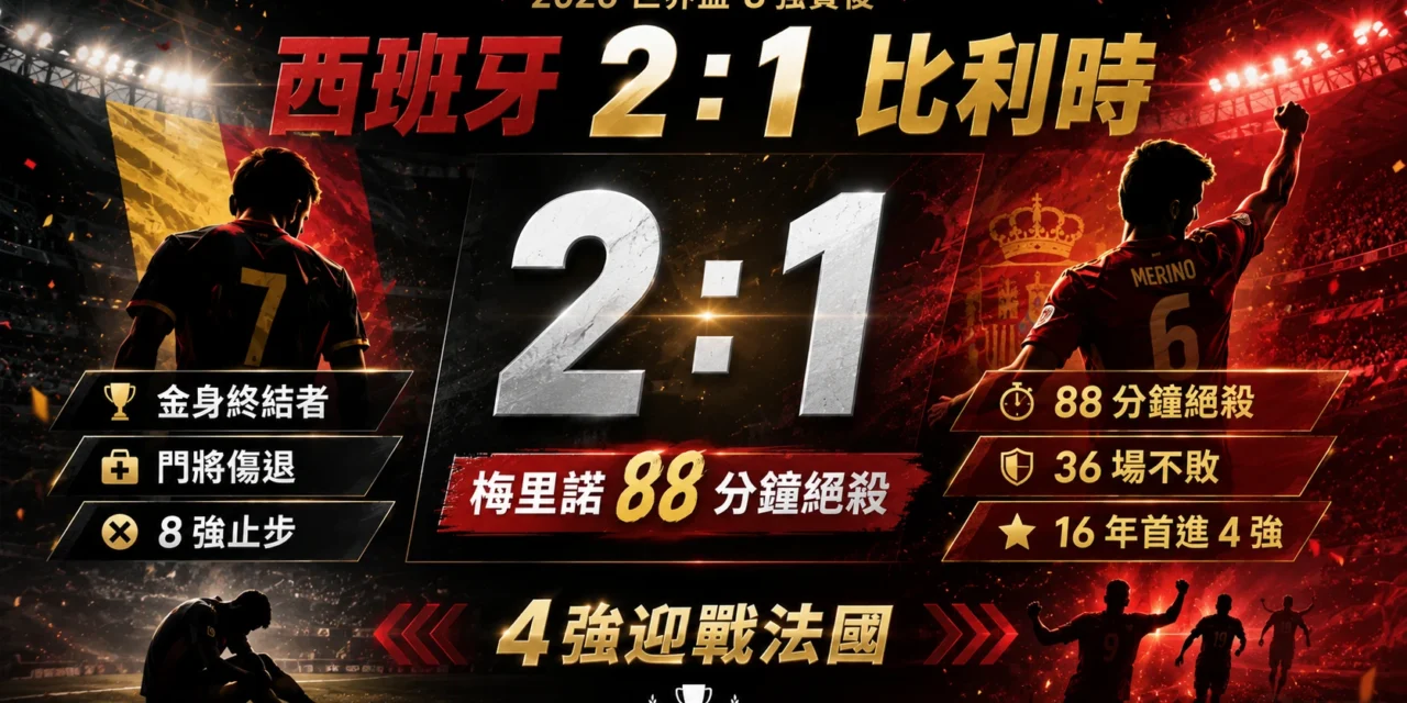 西班牙對比利時賽後：西班牙 2：1 擊敗比利時，4強迎戰法國